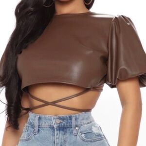 KIRIOUS Brown Crop Top